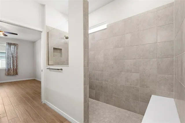 a view of a yard in front of a house