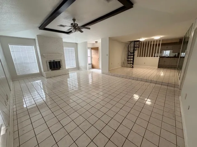 a view of a livingroom with a fireplace