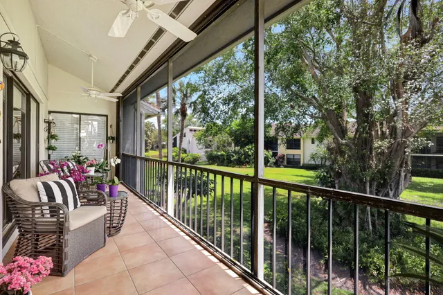 a small pool with outdoor seating