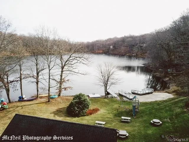 a view of a lake with houses