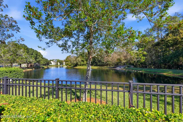 a view of a lake with a bridge
