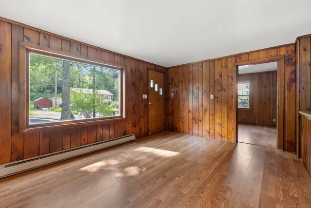 an empty room with windows