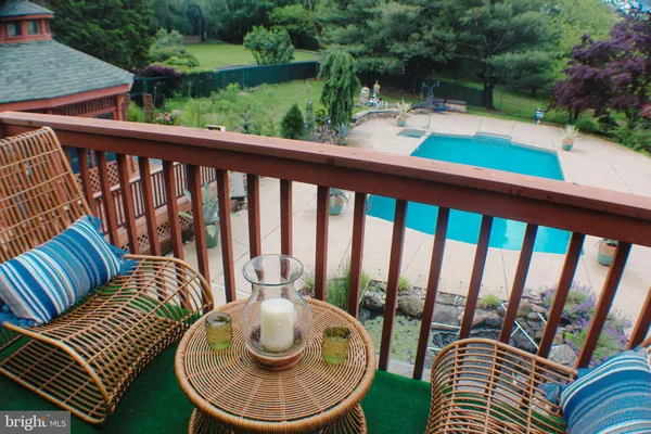 an aerial view of a house with a garden
