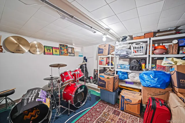 a storage room with furniture