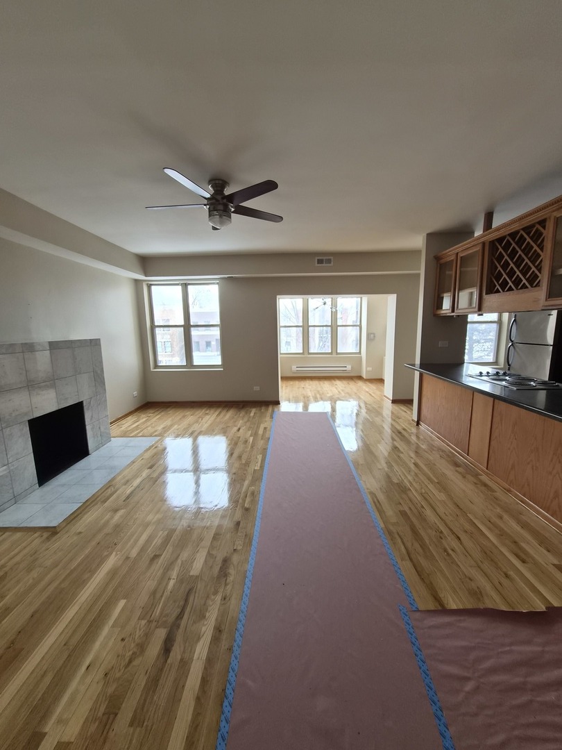 4828 South Indiana Avenue, Unit 201 Chicago, IL 60615 - Photo 4 of 17 a living room with furniture and a fireplace