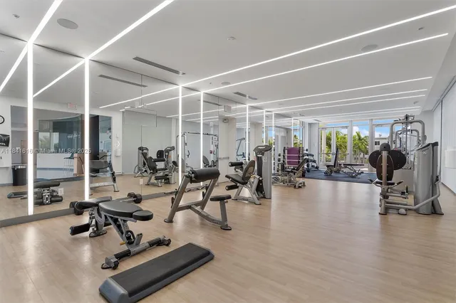 a room with gym equipment