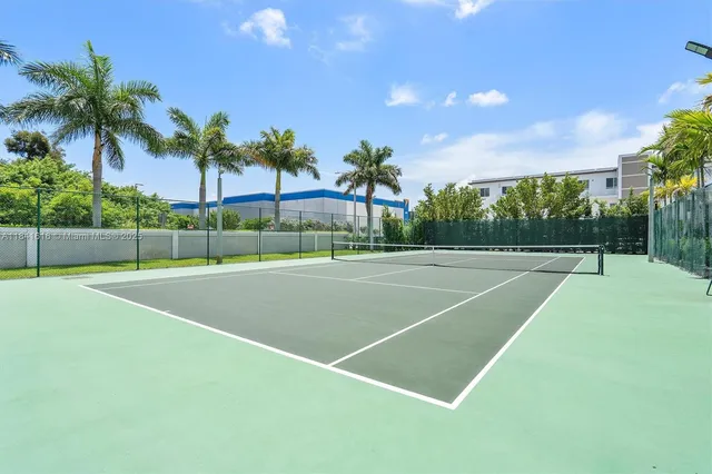 a view of a building with a street