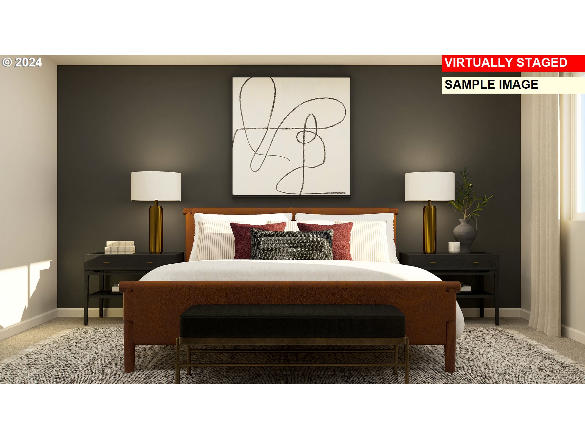 739 Merriott Lane, Unit H571 Woodburn, OR 97071 - Photo 5 of 20 a bedroom with a bed and a wall painting