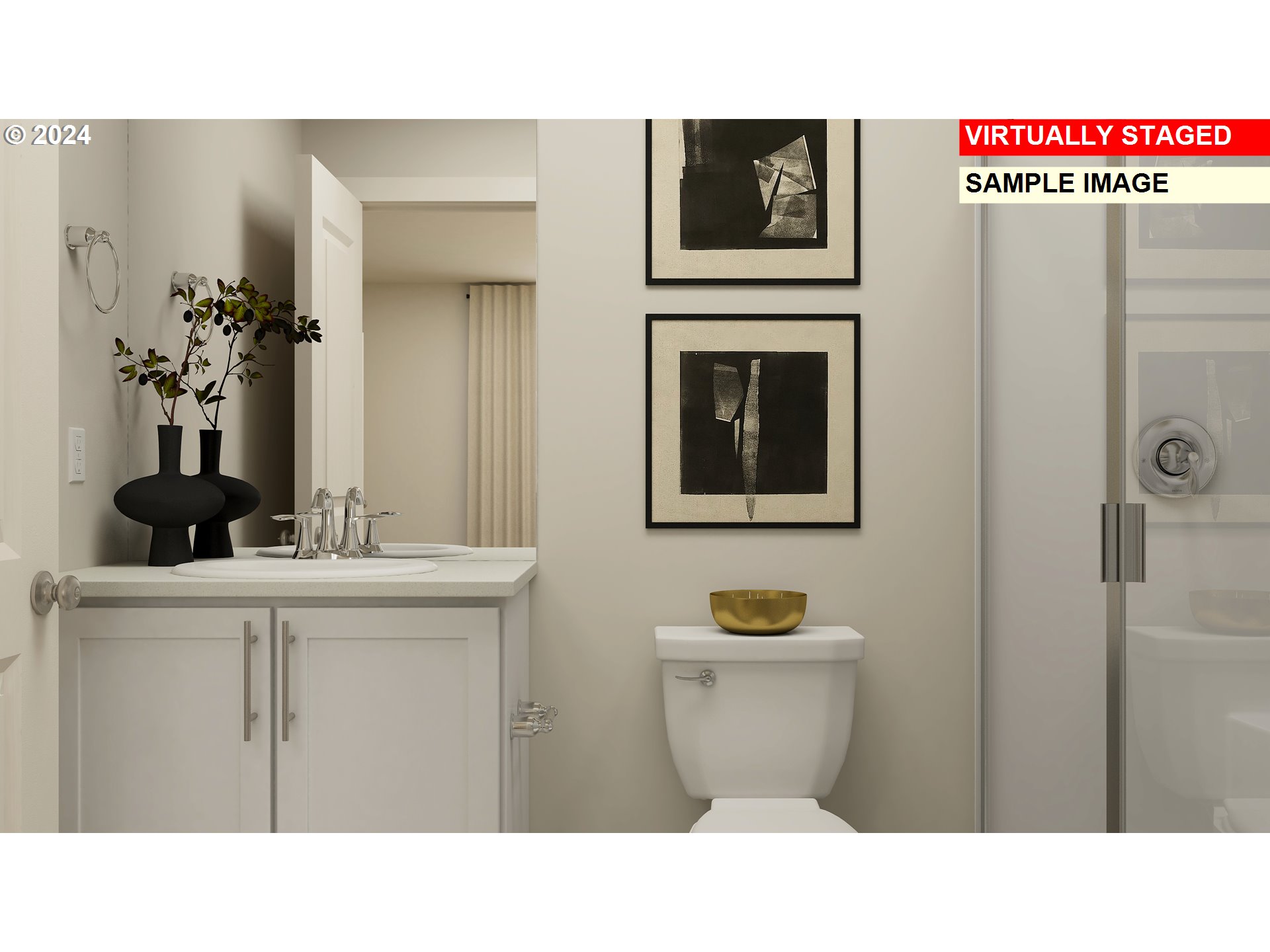 739 Merriott Lane, Unit H571 Woodburn, OR 97071 - Photo 7 of 20 a bathroom with a sink a toilet and mirror