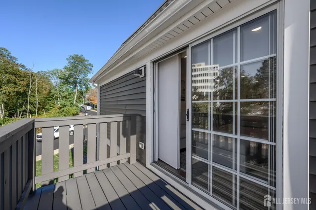 a view of wooden balcony