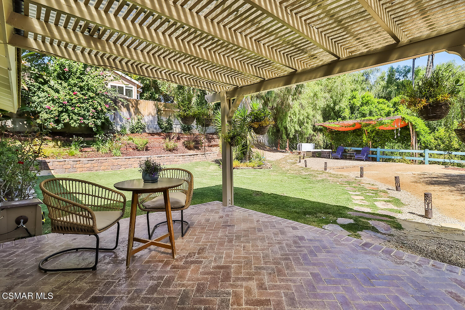 252 Rancho Road Thousand Oaks, CA 91362 - Photo 45 of 56 a view of a patio with table and chairs and potted plants