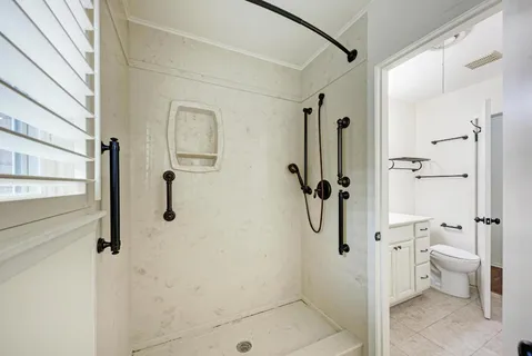 a bathroom with a shower