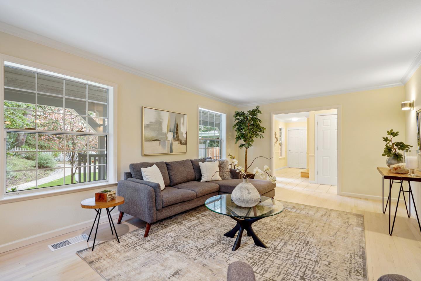 176 Swett Road Woodside, CA 94062 - Photo 11 of 39 a living room with furniture and a large window