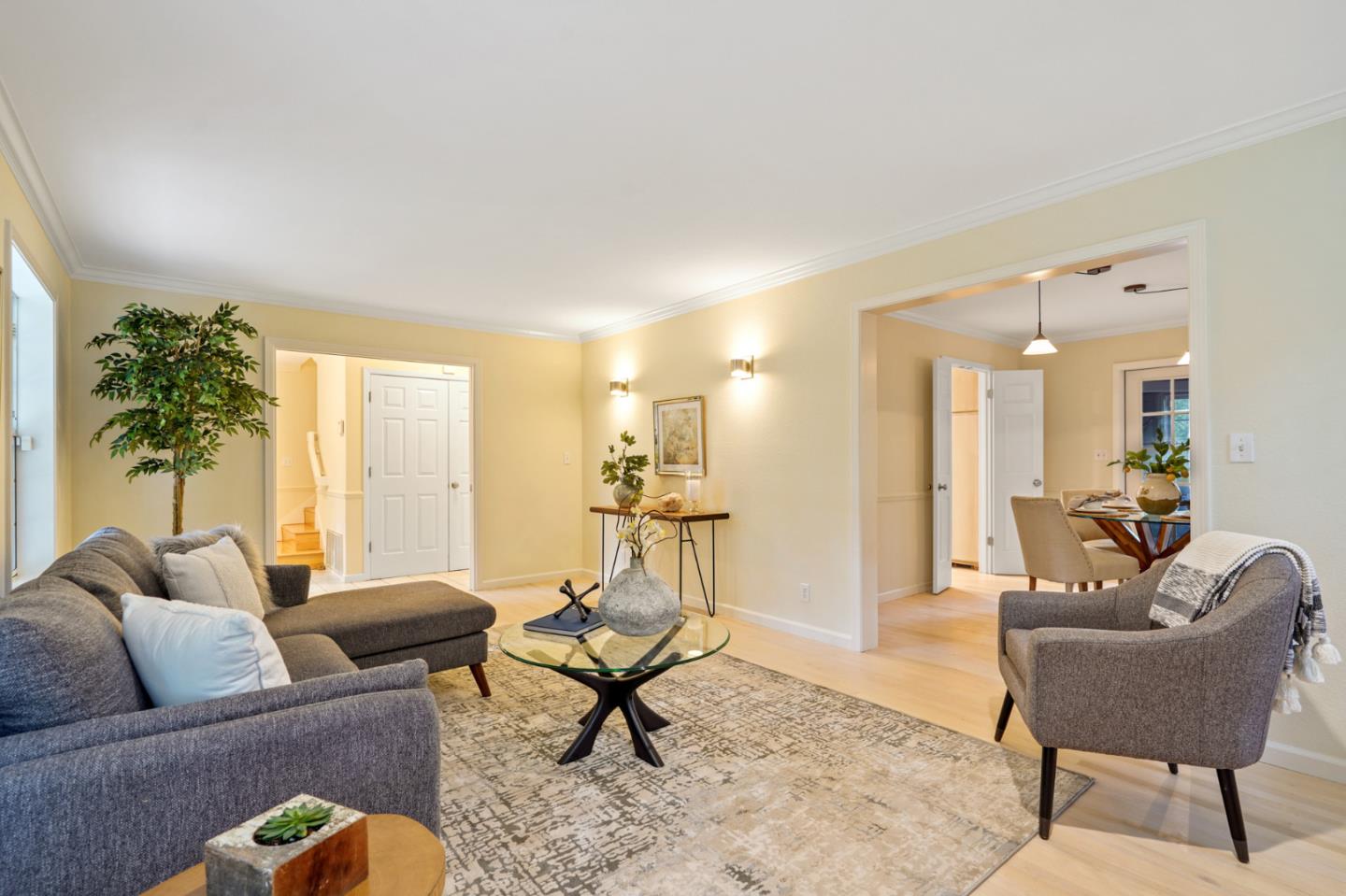 176 Swett Road Woodside, CA 94062 - Photo 10 of 39 a living room with furniture and a potted plant