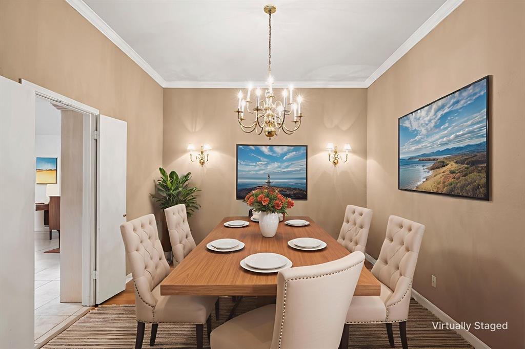 3133 Chimney Hill Drive Waco, TX 76708 - Photo 5 of 29 a view of a dining room with furniture and chandelier