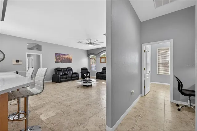 an aerial view of a house