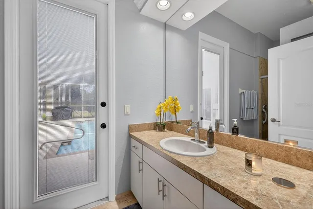 a backyard of a house with a trees