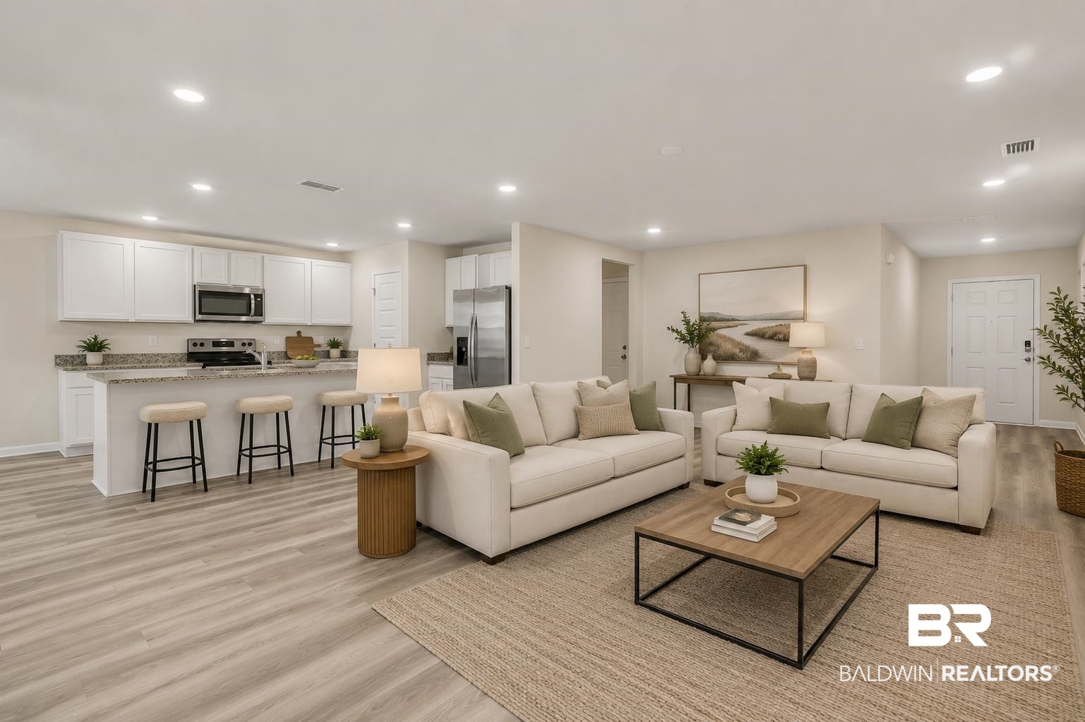 24183 Ringneck Loop Elberta, AL 36530 - Photo 6 of 30 Open-concept living space featuring wood-finish flooring, recessed lighting, and a neutral color palette