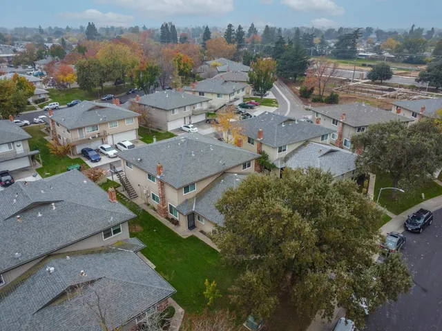 an aerial view of multiple house
