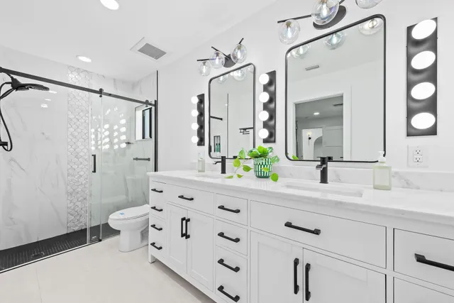 a bedroom with a bed and a walk in closet