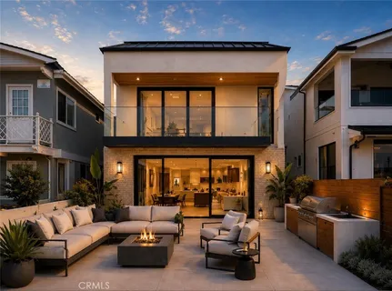 a outdoor living space with patio furniture and a fireplace