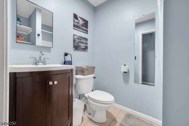 a bathroom with a toilet a sink and mirror