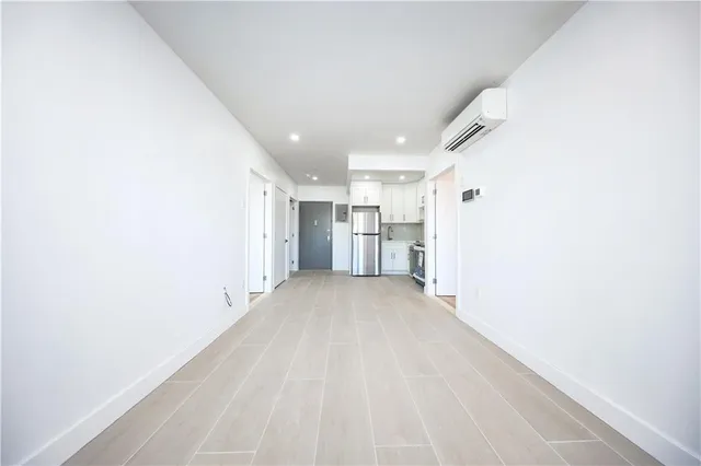 a view of a room with a garage