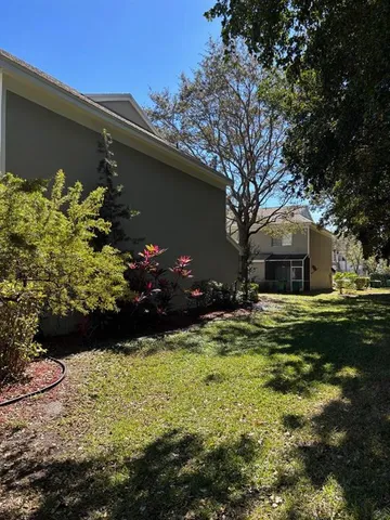 a view of a yard with plants