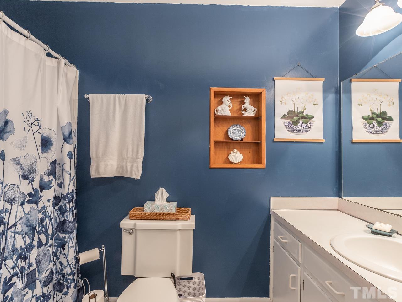 3205 Fairforest Place Raleigh, NC 27604 - Photo 14 of 28 a bathroom with a sink a toilet and mirror
