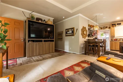 a room with furniture and flat screen tv