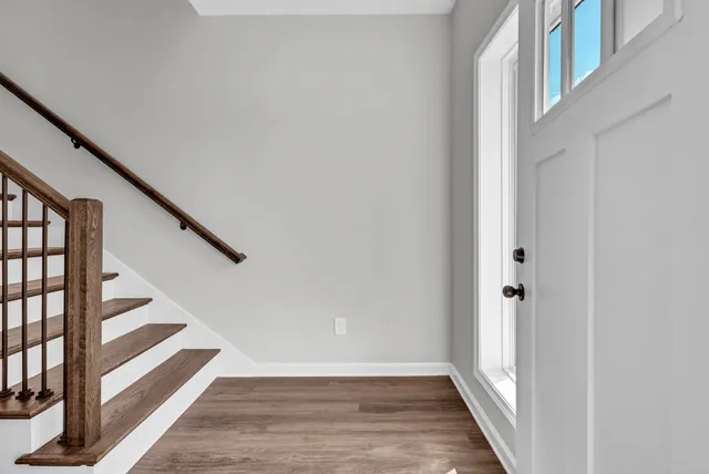 a view of an entryway with staircase