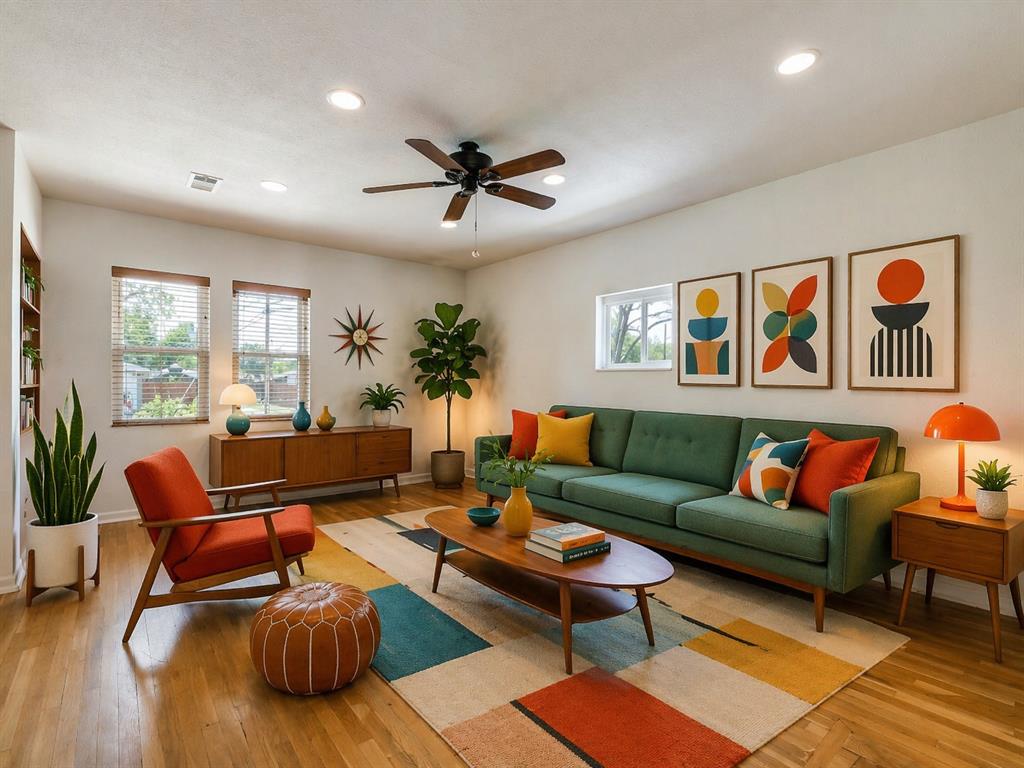 2315 Inadale Avenue Dallas, TX 75228 - Photo 10 of 36 a living room with furniture ceiling fan and a rug