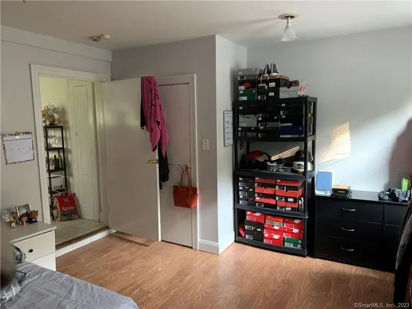 a view of a livingroom with closet and closet