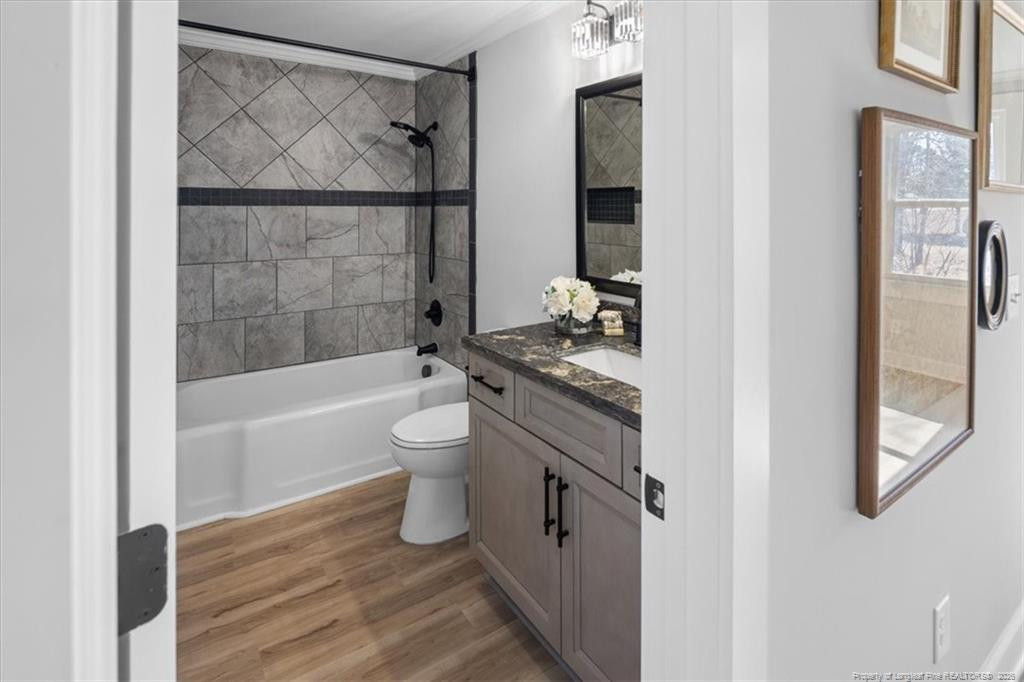 146 Union Church Road Carthage, NC 28327 - Photo 14 of 19 a bathroom with a granite countertop bathtub shower sink vanity and toilet