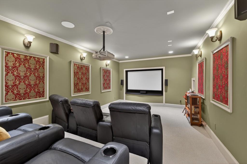 2761 Calloway Court Duluth, GA 30097 - Photo 79 of 124 a media room with lots of chairs and a projector screen