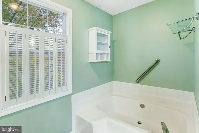 a bathroom with a bathtub