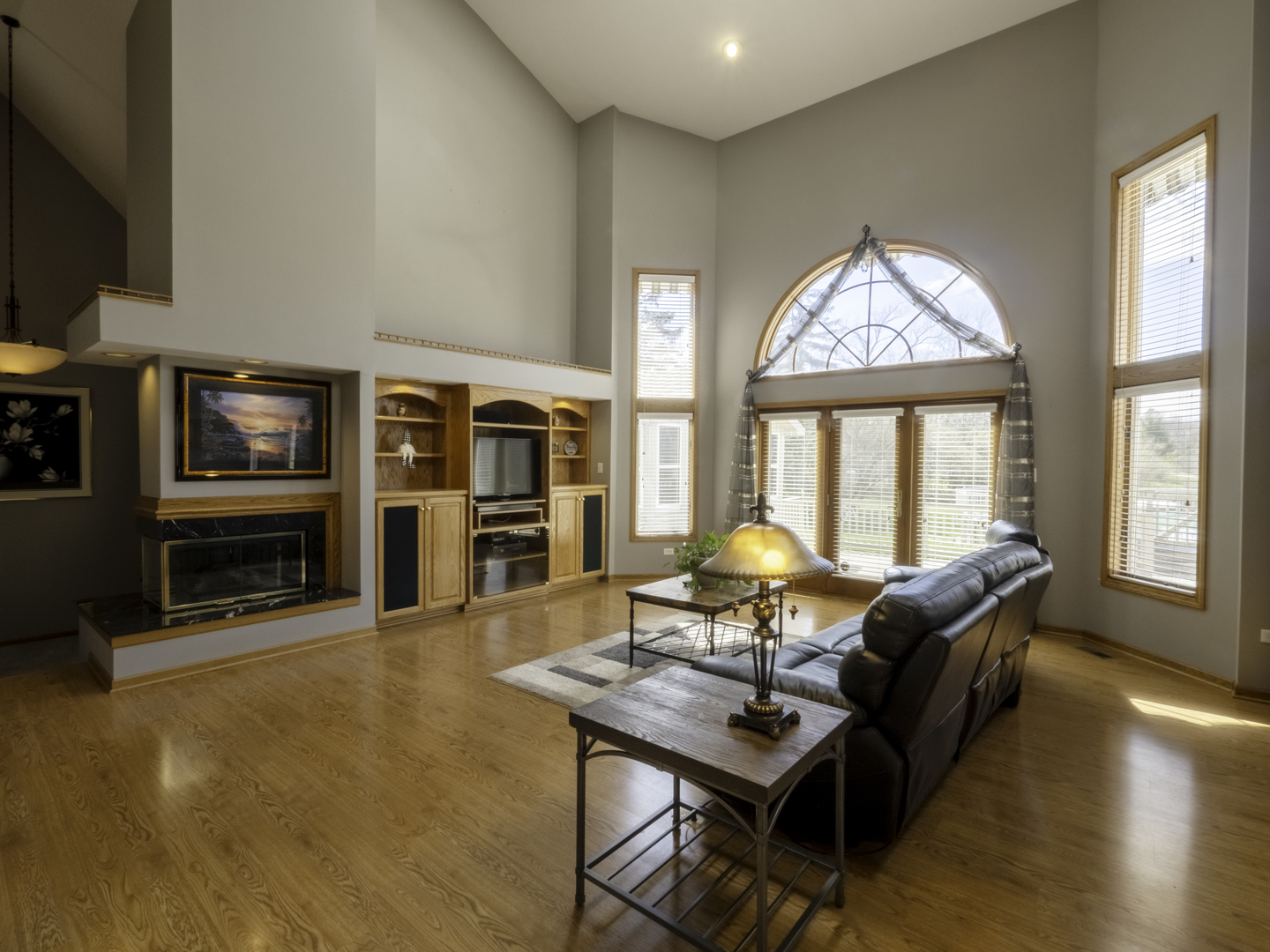 13310 Derby Road Lemont, IL 60439 - Photo 5 of 48 a living room with fireplace furniture and a flat screen tv