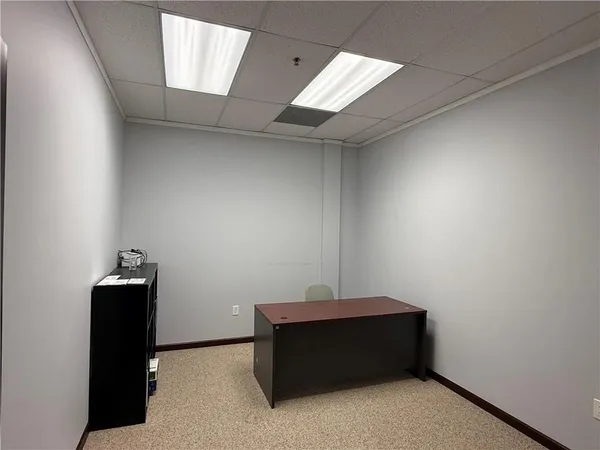 a room with table and window