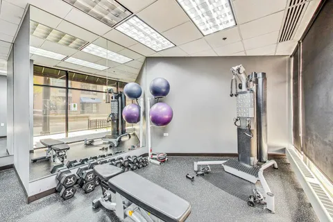 a room with gym equipment