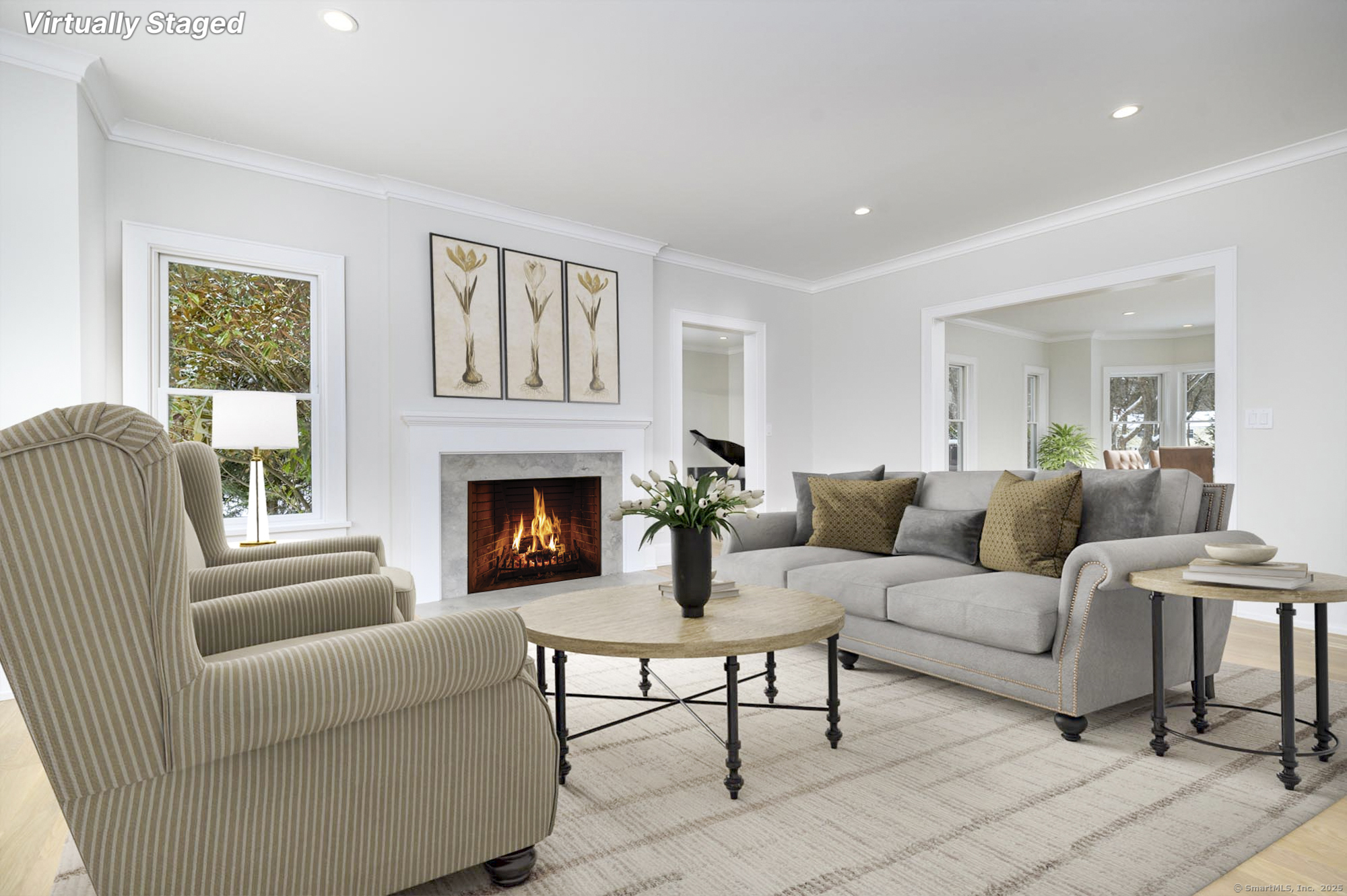 40 Hoyclo Road Stamford, CT 06903 - Photo 8 of 38 a living room with furniture and a fireplace