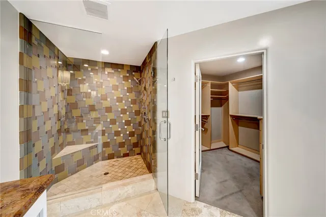 a view of a balcony with wooden floor