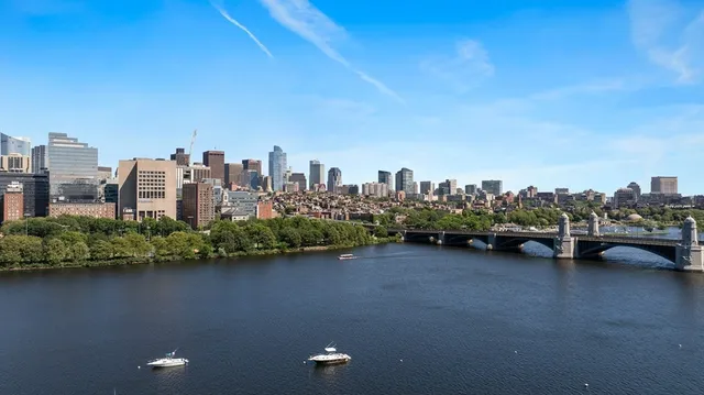 a view of a lake with a large mountain