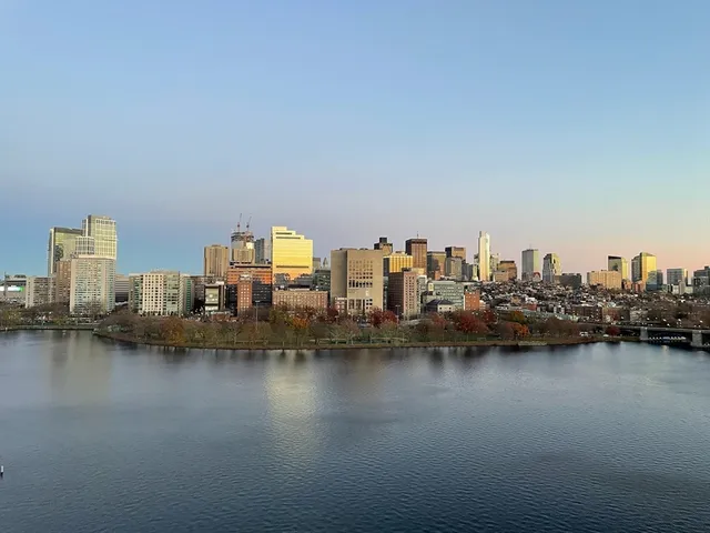 a view of a city with tall buildings