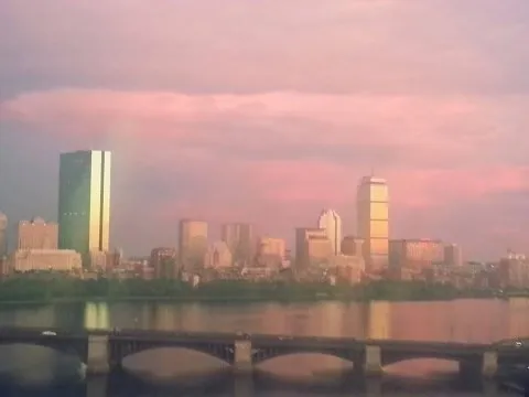 a view of a lake and a city