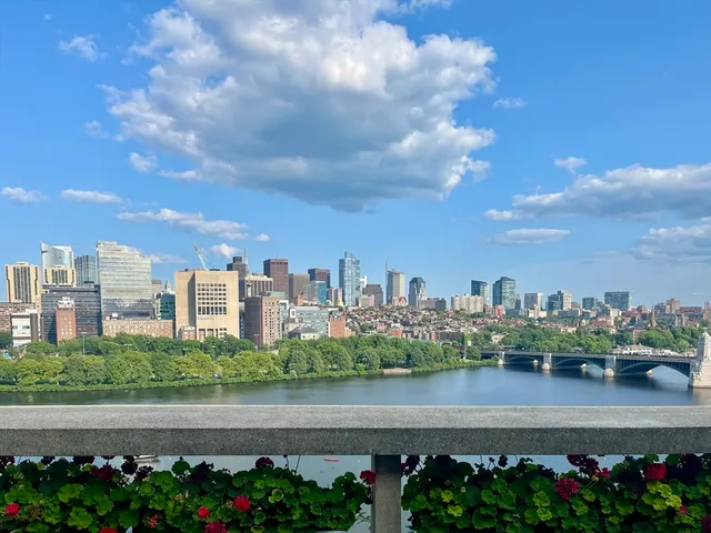 a view of a city with green field