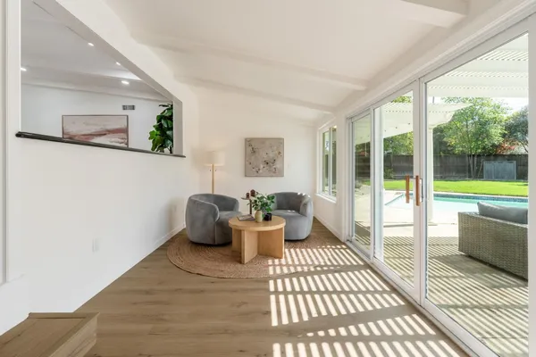 a living room with furniture