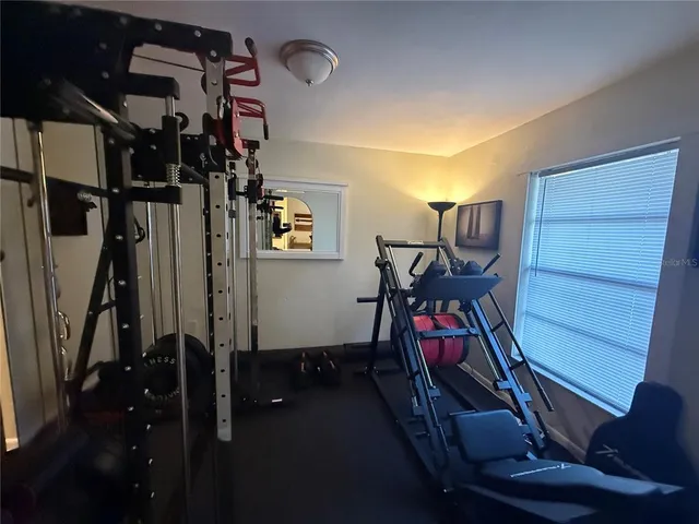 a view of a room with gym equipment