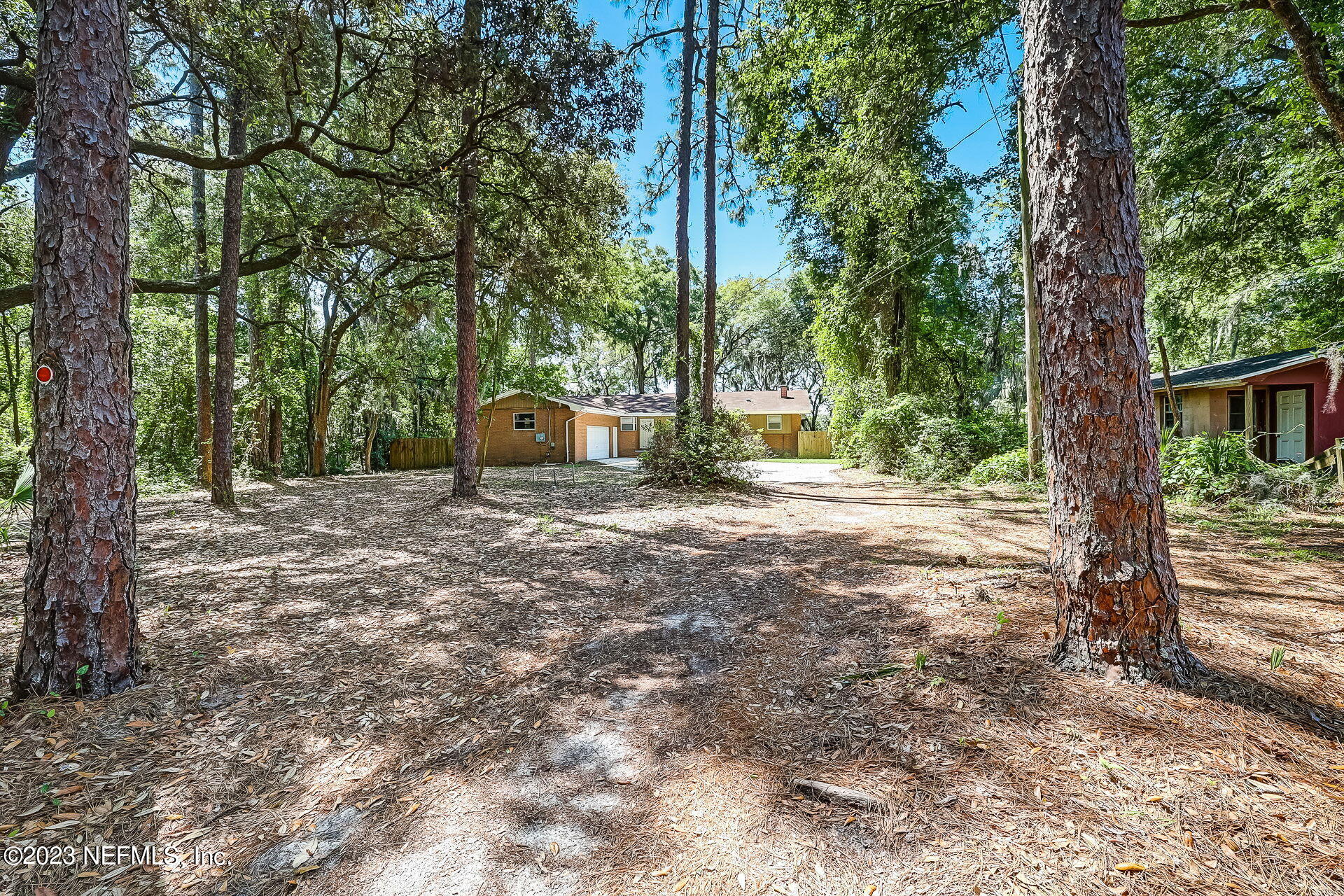 3546 Clyde Drive Jacksonville, FL 32208 - Photo 2 of 50 a backyard of a house with large trees and wooden fence