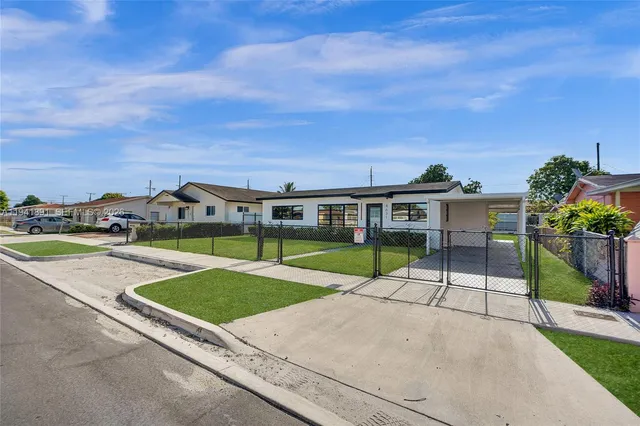 a view of an outdoor space and swimming pool