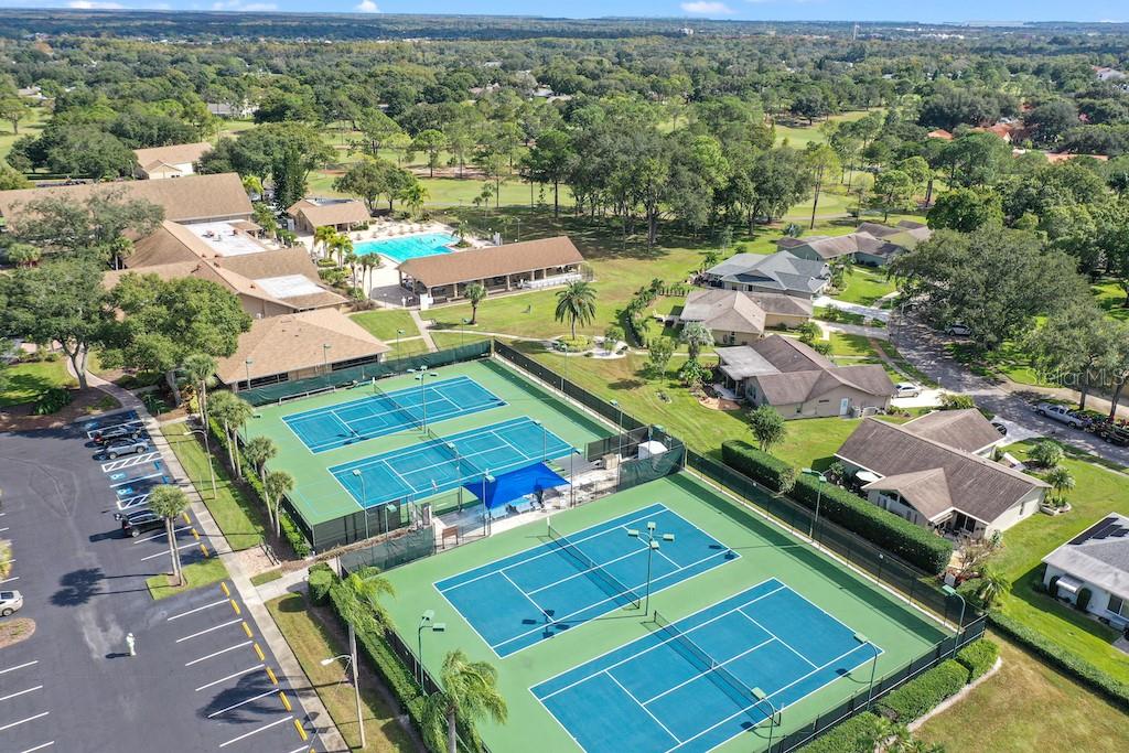 3681 Ridgemont Court Palm Harbor, FL 34684 - Photo 51 of 81 an aerial view of a pool patio outdoor seating and outdoor space